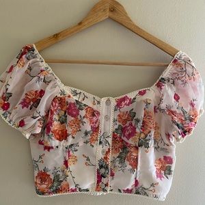 Floral button crop top or bustier